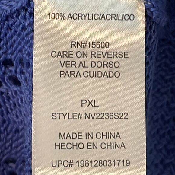 Napa Valley periwinkle blue open stitch open front cardigan PXL - Picture 7 of 8